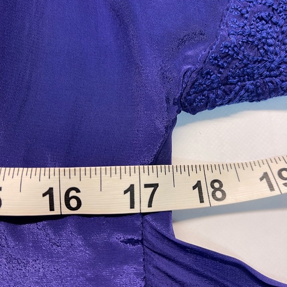 Anthropologie MAEVE Short Sleeve V Neck Tie Waist Purple Embroidered Tunic 8 INV - Picture 9 of 10